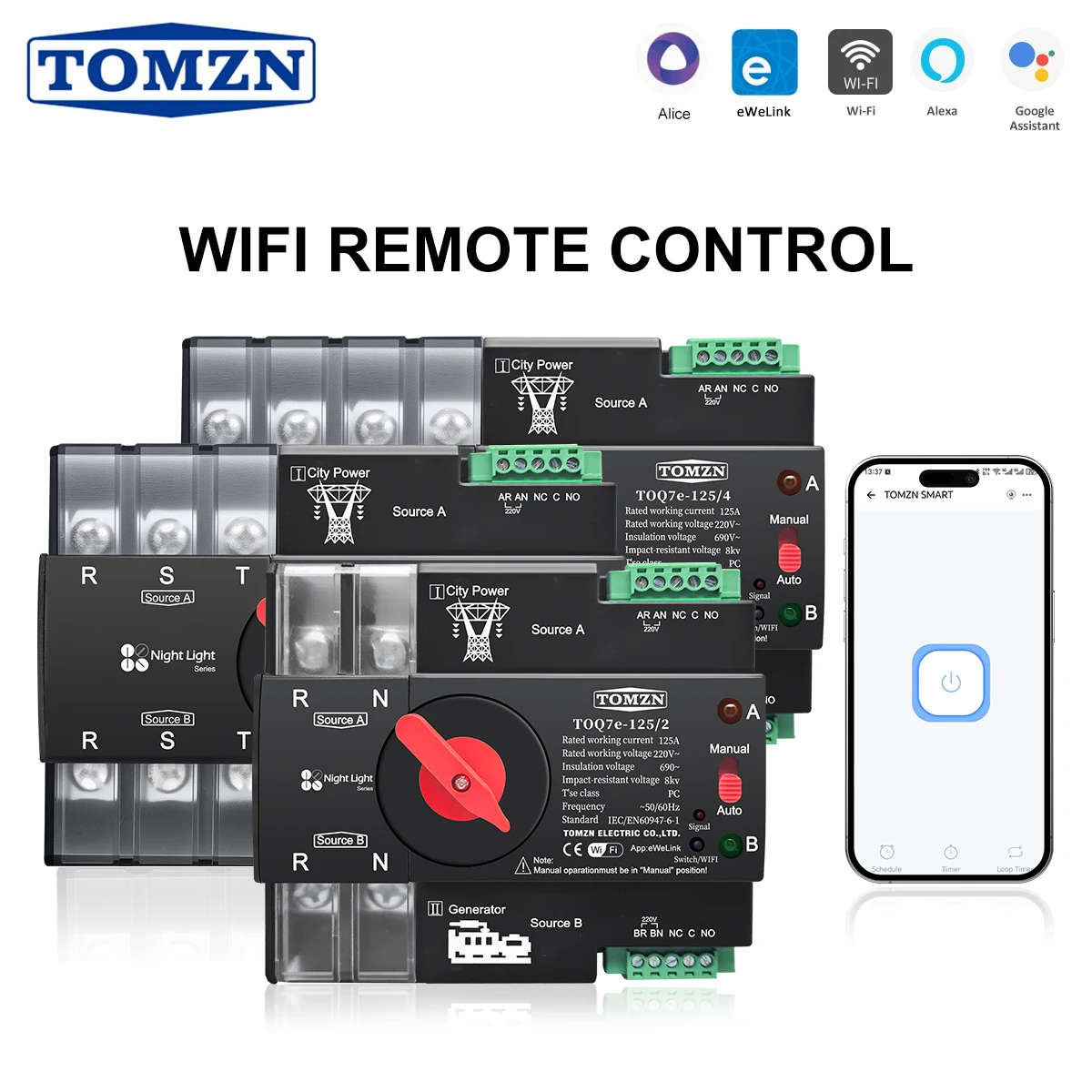 TOMZN TOQ7e 2P 3P 4P WIFI Smart ATS генератор с двойным выключателем питания для городского ночника 220 В 63 А 100 А 125 А таймер eWelink Auto
TOMZN TOQ7e 2P 3P 4P WIFI Smart ATS генератор с двойным выключателем питания для городского ночника 220 В 63 А 100 А 125 А таймер eWelink Auto