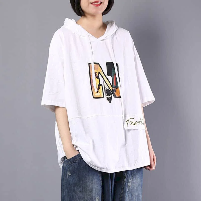 Printed T-shirts for Women Summer Vintage Half Sleeve Tees Loose Casual Pullovers Korean Style Oversized Hooded Women Clothing
Printed T-shirts for Women Summer Vintage Half Sleeve Tees Loose Casual Pullovers Korean Style Oversized Hooded Women Clothing