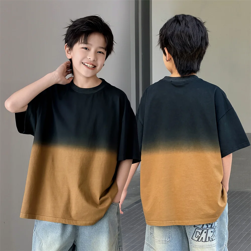 High Quality Children Summer Cotton Dip Dye Cotton T-shirt for Boy Casual Short Sleeve Tshirt Kids Black Brown Gradient Tee Tops
High Quality Children Summer Cotton Dip Dye Cotton T-shirt for Boy Casual Short Sleeve Tshirt Kids Black Brown Gradient Tee Tops