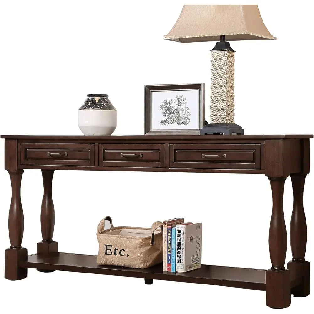 Elegant 63 Light Oak Entryway Sofa Table with 3 Drawers and Bottom Shelf
Elegant 63 Light Oak Entryway Sofa Table with 3 Drawers and Bottom Shelf