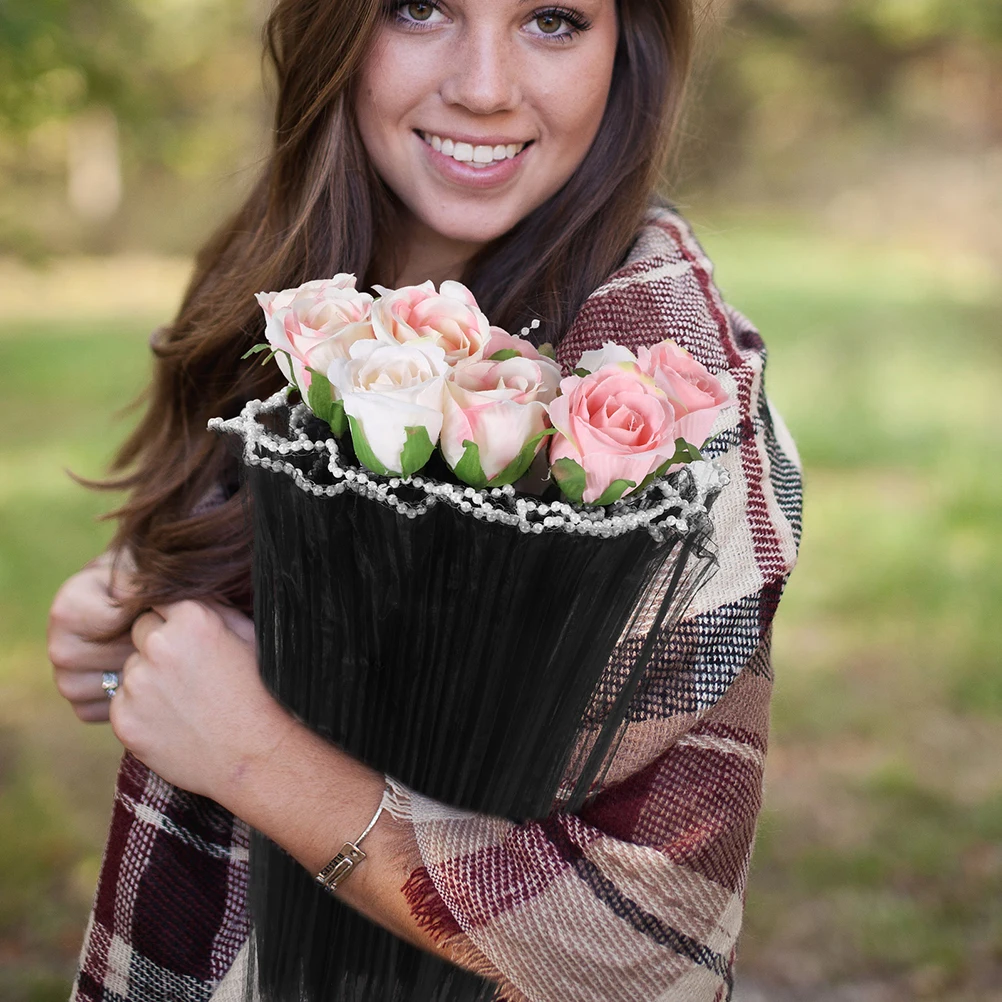 2 Rolls Pearl Edge Mesh Flower Sleeves for Bouquets Floral Wrapping Decorate Tape Arrangements Wrappingpaper Black Accessories
2 Rolls Pearl Edge Mesh Flower Sleeves for Bouquets Floral Wrapping Decorate Tape Arrangements Wrappingpaper Black Accessories