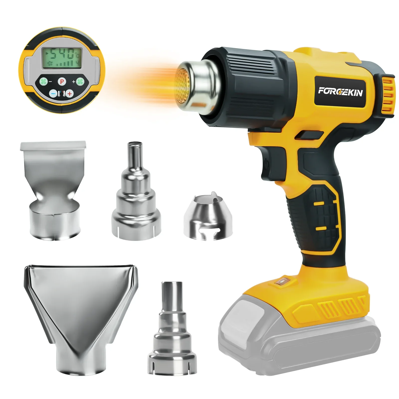 FORGEKIN Heat Gun with Safety Lock 350-550°C 200L/min Airflow Professional for Welding Heat Shrink Tasks For DEWALT battery PIN
FORGEKIN Heat Gun with Safety Lock 350-550°C 200L/min Airflow Professional for Welding Heat Shrink Tasks For DEWALT battery PIN