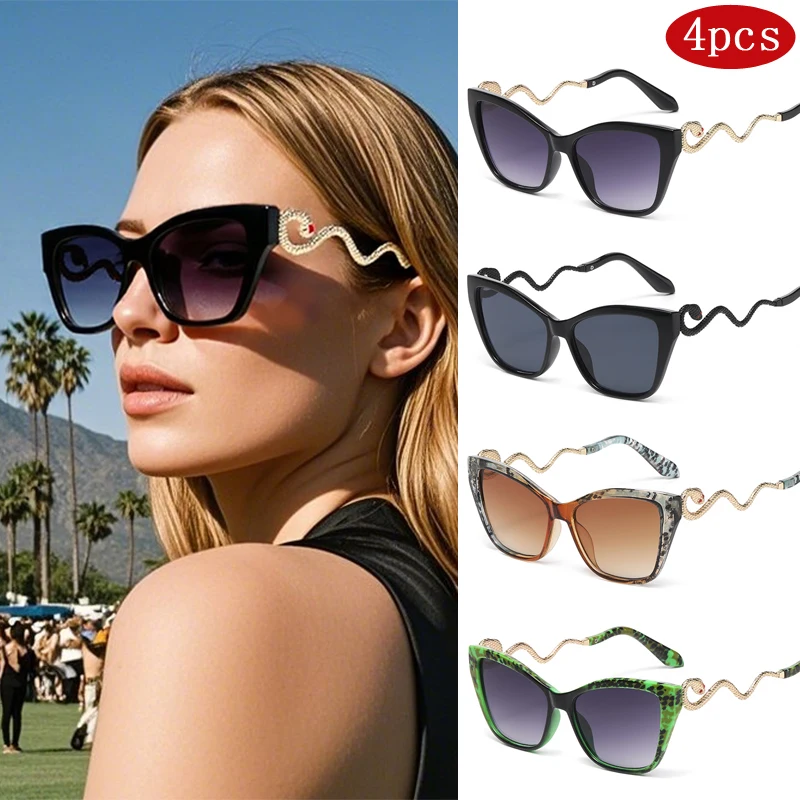 4pcs Fashion Cat Eye Sunglasses Women Large Frame Gradient Glasses Punk Luxury Brand Designer Sexy Ladies Metal Snake Eyeglasses
4pcs Fashion Cat Eye Sunglasses Women Large Frame Gradient Glasses Punk Luxury Brand Designer Sexy Ladies Metal Snake Eyeglasses