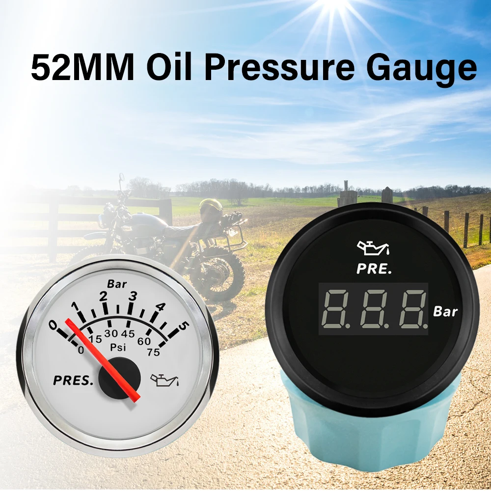ELING New 52mm Waterproof Oil Pressure Gauge Meter 0-5Bar 0-75Psi 0-10Bar 0-145Psi with Red Backlight 9-32V for Car Truck Boat
ELING New 52mm Waterproof Oil Pressure Gauge Meter 0-5Bar 0-75Psi 0-10Bar 0-145Psi with Red Backlight 9-32V for Car Truck Boat