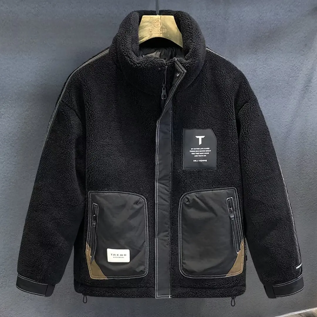 Винтажное новое модное мужское повседневное модное черно-коричневое пальто с длинными рукавами больших размеров на хлопковой подкладке, мужская одежда Jeackt 
Винтажное новое модное мужское повседневное модное черно-коричневое пальто с длинными рукавами больших размеров на хлопковой подкладке, мужская одежда Jeackt