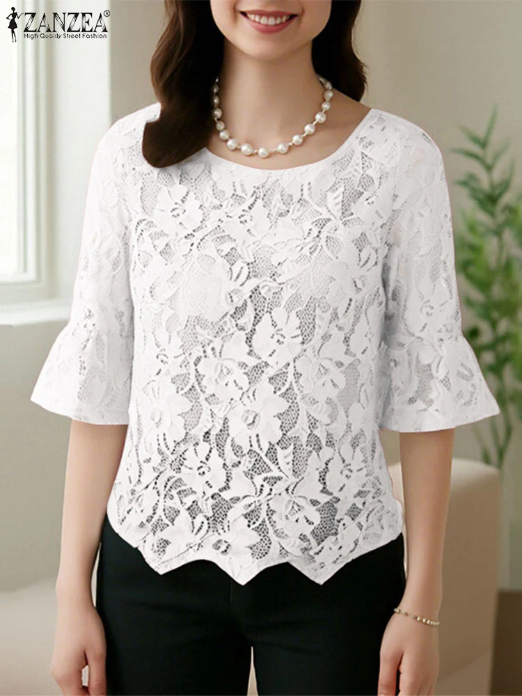 Lace Patchwork Tops Women 3/4 Sleeve Tunic ZANZEA 2025 Summer Blouses Casual Blusas Vintage Flare Sleeve Pullovers Oversized
Lace Patchwork Tops Women 3/4 Sleeve Tunic ZANZEA 2025 Summer Blouses Casual Blusas Vintage Flare Sleeve Pullovers Oversized