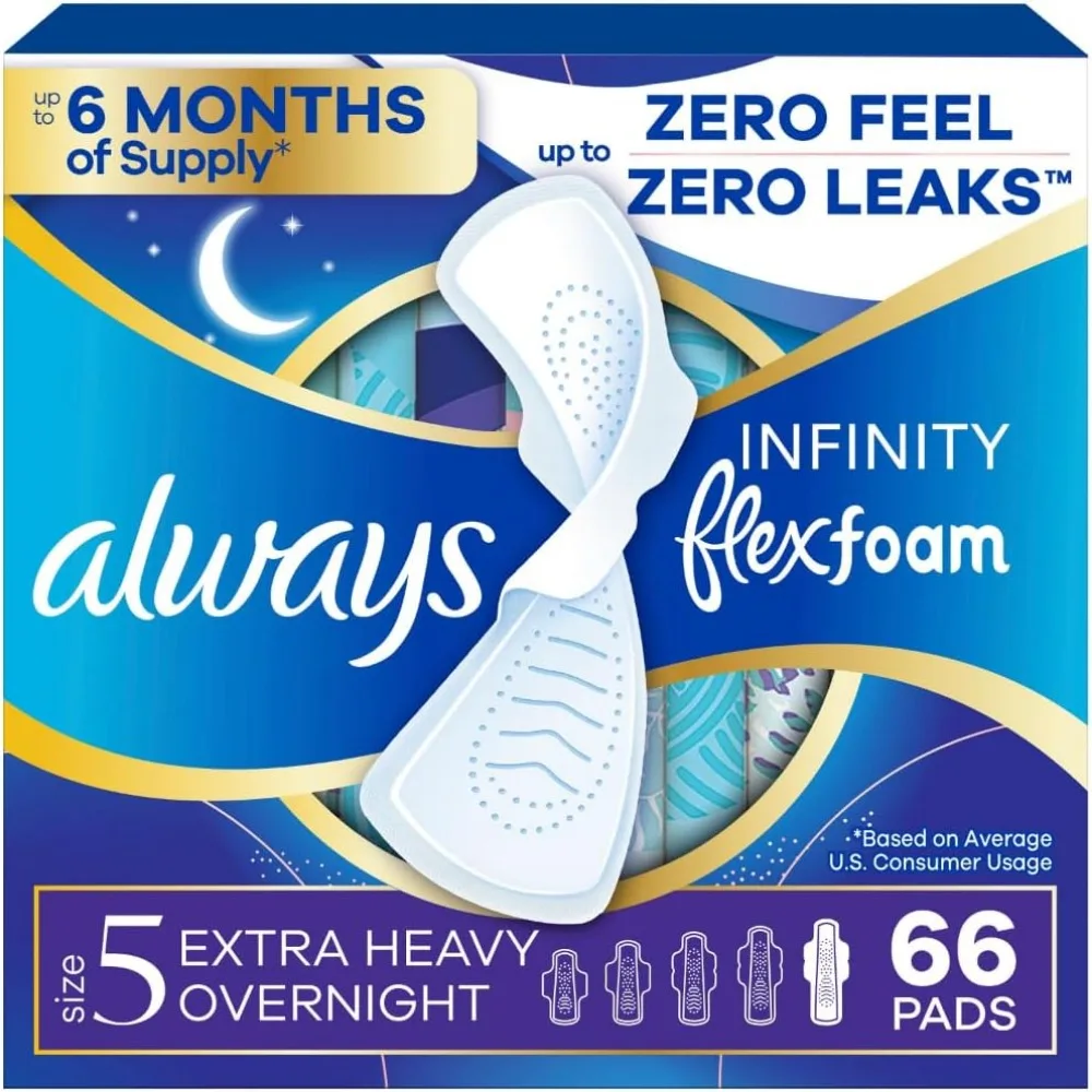 Extra Heavy Overnight Pads Size 5 Flexfoam Wings Unscented 66 Count
Extra Heavy Overnight Pads Size 5 Flexfoam Wings Unscented 66 Count