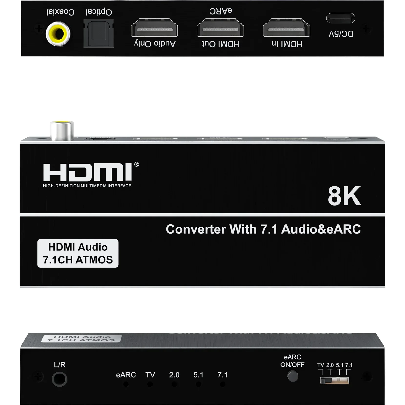8K HDMI Video Converter Audio Extractor Support EARC Return 7.1CH ATMOS Dobbly-trueHD Optical Coaxial 3.5mm R/L Audio HDR 10 VRR
8K HDMI Video Converter Audio Extractor Support EARC Return 7.1CH ATMOS Dobbly-trueHD Optical Coaxial 3.5mm R/L Audio HDR 10 VRR
