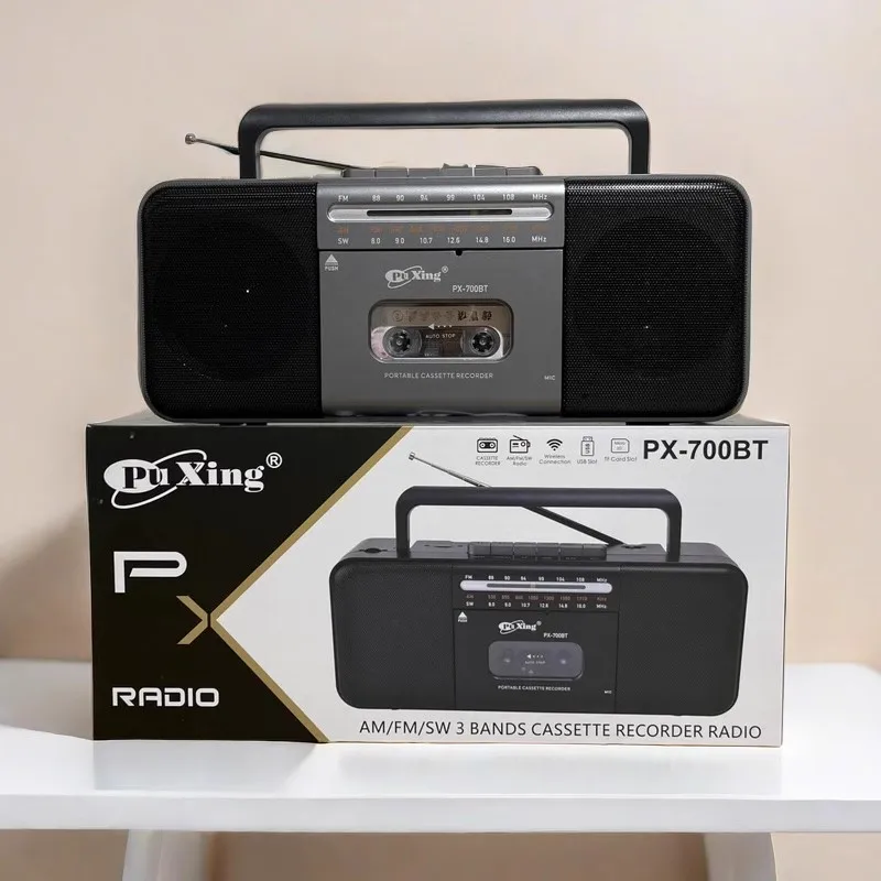 NEW Hot Sale PX-700BT Old-fashioned FM AM SW 3 BAND RADIO CASSETTE RECORDER WITH USB TF PLAYER AND WIRELESS BLUETOOTH SPEAKERs
NEW Hot Sale PX-700BT Old-fashioned FM AM SW 3 BAND RADIO CASSETTE RECORDER WITH USB TF PLAYER AND WIRELESS BLUETOOTH SPEAKERs