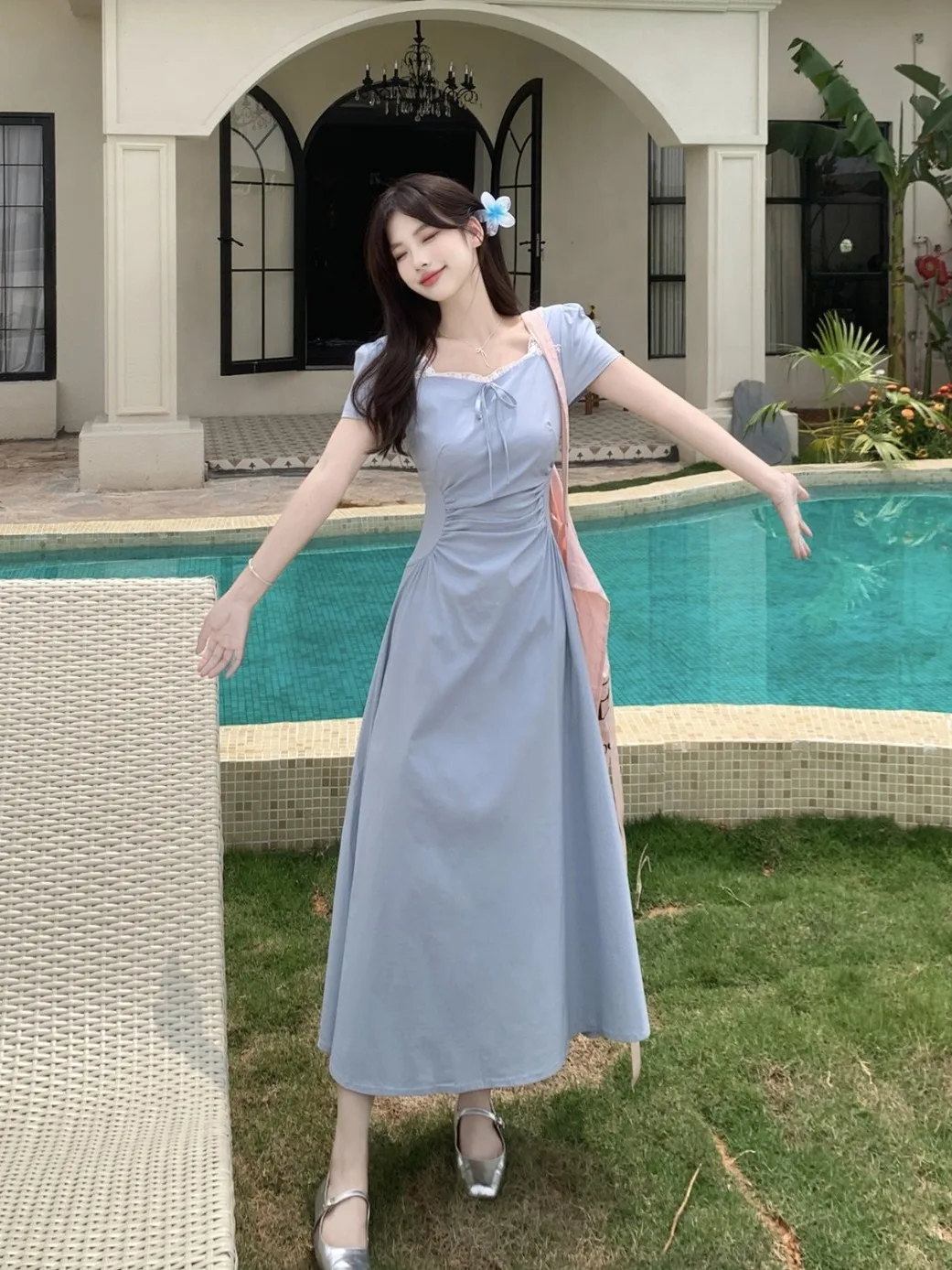 plus Size Women's Knot Square Neck Short Sleeve Dress Summer New Waist Cinched High-End Feeling Long Dress
plus Size Women's Knot Square Neck Short Sleeve Dress Summer New Waist Cinched High-End Feeling Long Dress