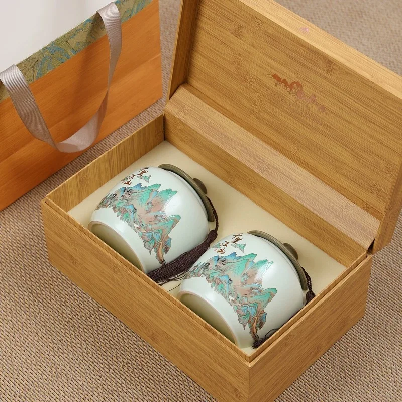 Elegant Two-piece Ceramic Tea Canister Empty Gift Box Sealed Large Tea Jar Perfect Storage Case for Half Jin Green and Black Tea
Elegant Two-piece Ceramic Tea Canister Empty Gift Box Sealed Large Tea Jar Perfect Storage Case for Half Jin Green and Black Tea