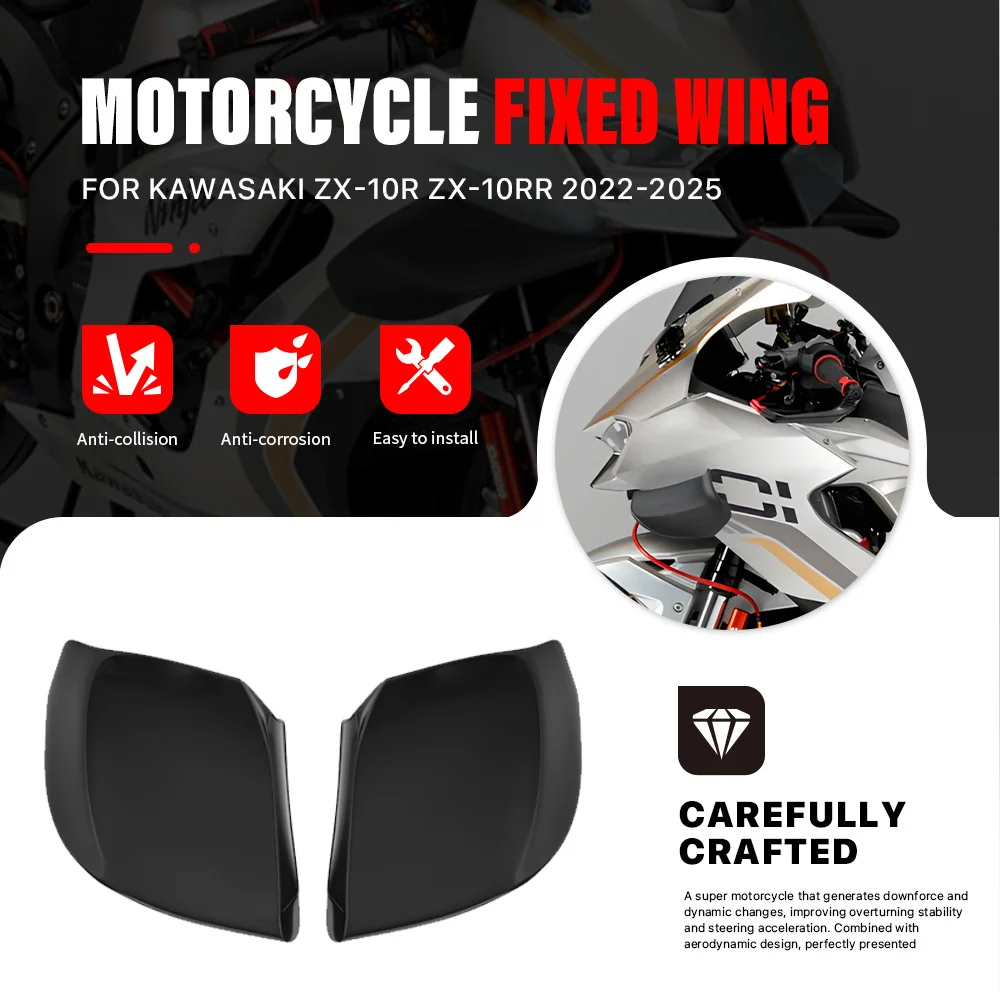 For Kawasaki ZX10R ZX-10R ZX 10R 2016-2020 Motorcycle Front Aerodynamic Fixed Wing Spoiler Side Wing Winglet Aileron Fairing
For Kawasaki ZX10R ZX-10R ZX 10R 2016-2020 Motorcycle Front Aerodynamic Fixed Wing Spoiler Side Wing Winglet Aileron Fairing
