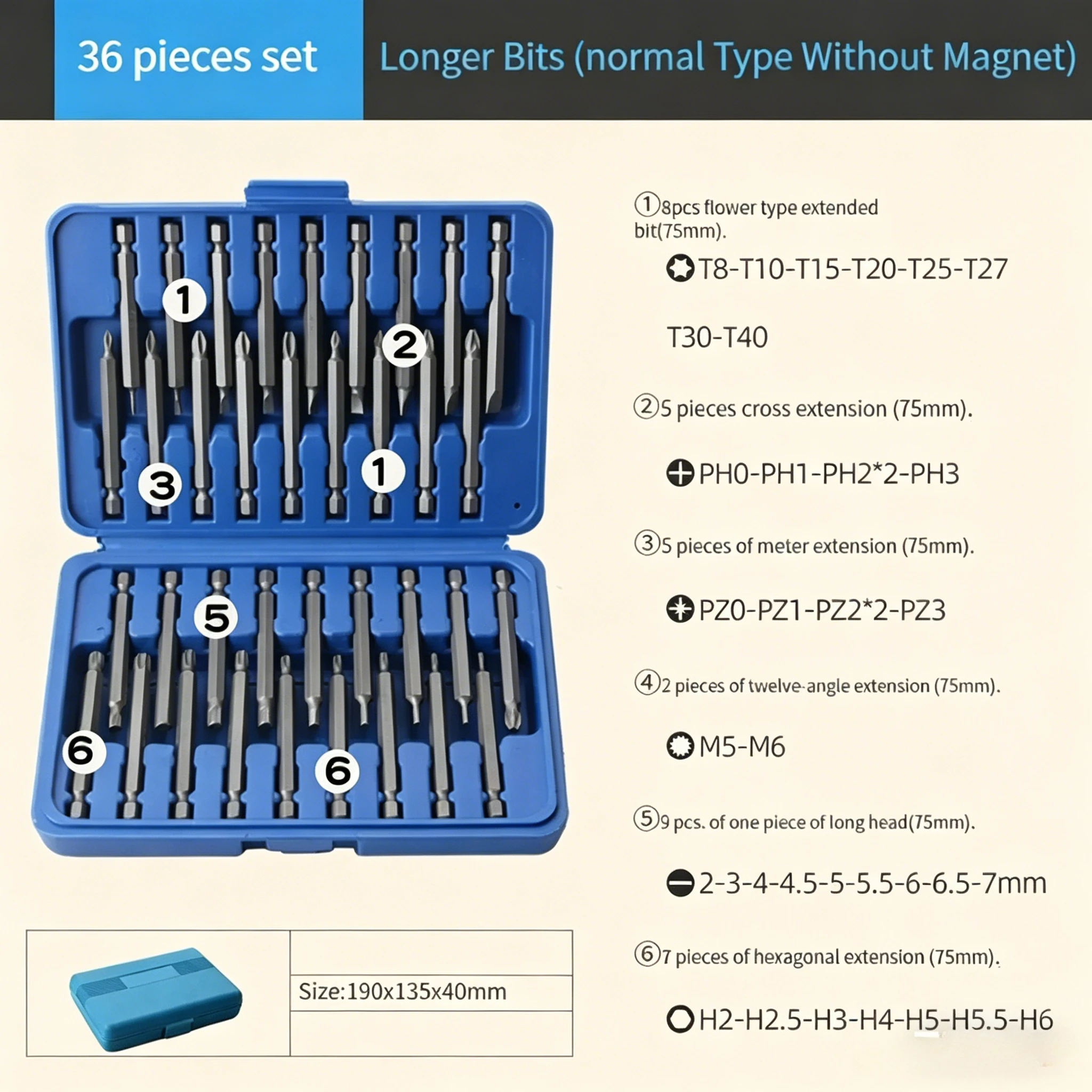 36PCS Extended Batch Head Rod Set Cross Word Lengthened Screwdriver Bit Extension Rod Batch Head Electric Drill Set Tool
36PCS Extended Batch Head Rod Set Cross Word Lengthened Screwdriver Bit Extension Rod Batch Head Electric Drill Set Tool
