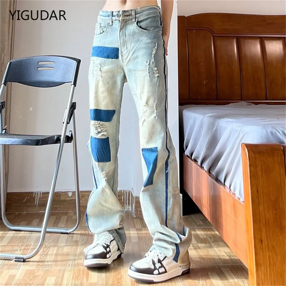 Men Jeans Wide Leg Pants men women jeans Patchwork Vintage Draping Zipper Sweatpants Denim Pants for Daily Wear Men's Clothing
Men Jeans Wide Leg Pants men women jeans Patchwork Vintage Draping Zipper Sweatpants Denim Pants for Daily Wear Men's Clothing