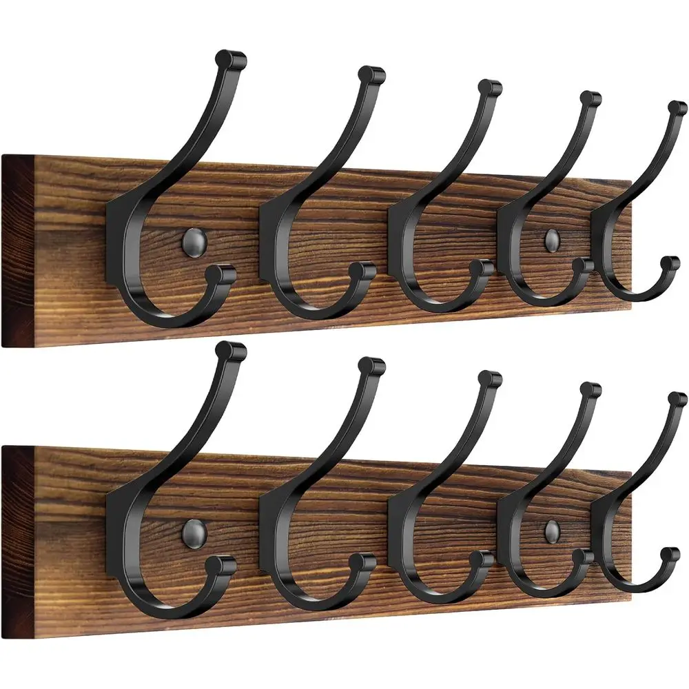 Rustic Wooden Wall-Mounted Coat Rack with 10 Double Hooks, Brown
Rustic Wooden Wall-Mounted Coat Rack with 10 Double Hooks, Brown