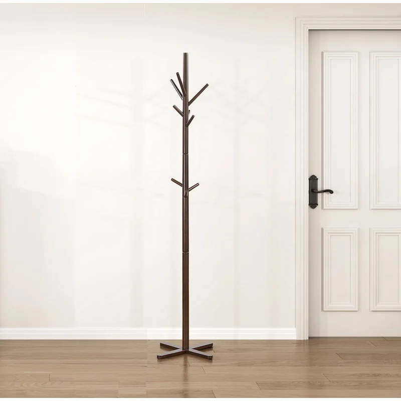 Modern Solid Wood Coat Rack with 9 Hooks, Entryway Stand, Dark Brown Finish, Single Piece
Modern Solid Wood Coat Rack with 9 Hooks, Entryway Stand, Dark Brown Finish, Single Piece