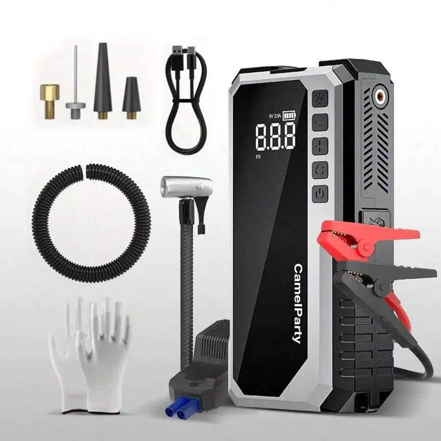 12V 8-In-1 Compact Emergency Car Starter Featuring 150 PSI Tire Inflator, Power Bank, And Smart Charging Cable For Vehicles
12V 8-In-1 Compact Emergency Car Starter Featuring 150 PSI Tire Inflator, Power Bank, And Smart Charging Cable For Vehicles