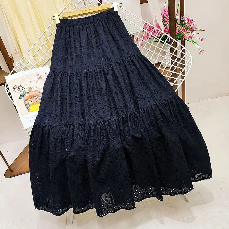 2023 New Arrival Spring Summer Women Loose Casual Hollow Out Floral Design Mid-calf Skirt A-line Elastic Waist Skirts P494
2023 New Arrival Spring Summer Women Loose Casual Hollow Out Floral Design Mid-calf Skirt A-line Elastic Waist Skirts P494
