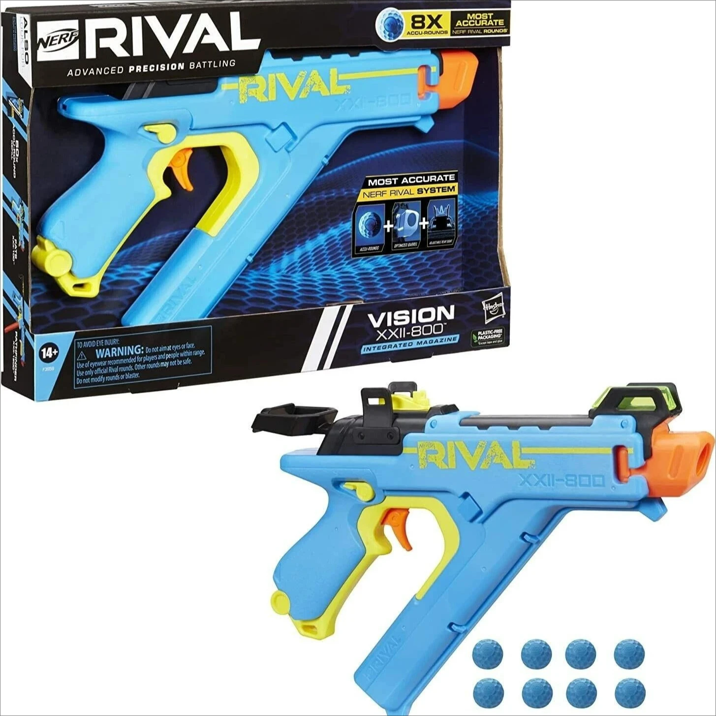 Hasbro NERF Rival Vision XXII-800 Blaster Most Accurate Rival System Ages 14+ Toy Gun F3959
Hasbro NERF Rival Vision XXII-800 Blaster Most Accurate Rival System Ages 14+ Toy Gun F3959