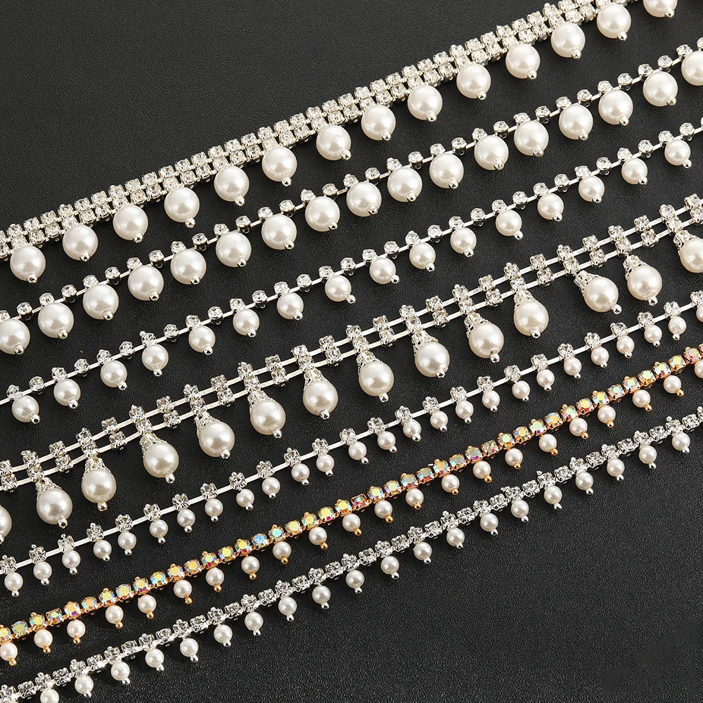 Pearl Rhinestone Trim Inlaid Pearl Beaded Chain Crystal Applique Ideal for DIY and Wedding Party Decoration Bridal Embellishment
Pearl Rhinestone Trim Inlaid Pearl Beaded Chain Crystal Applique Ideal for DIY and Wedding Party Decoration Bridal Embellishment