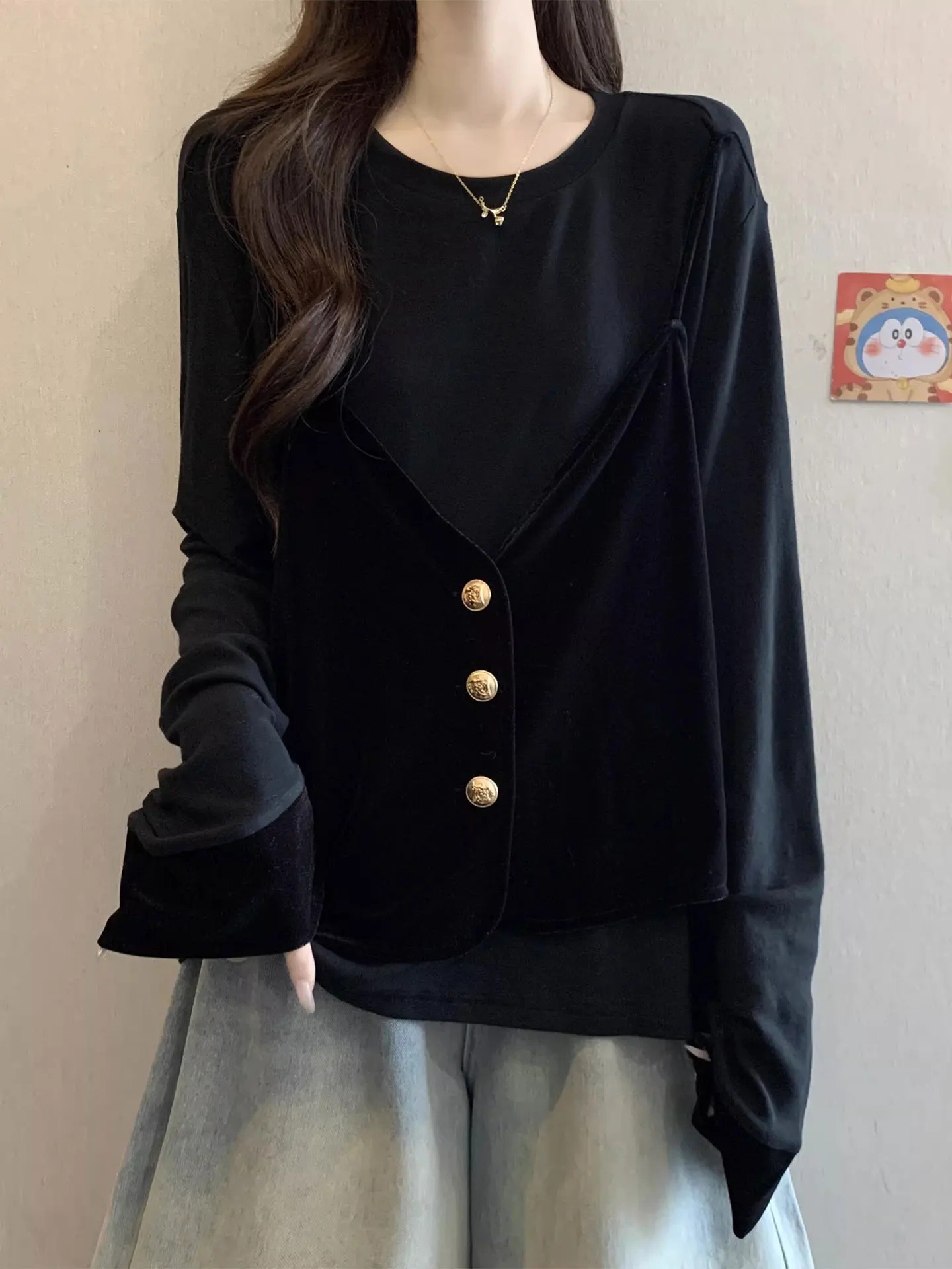 Женская свободная футболка Bla Splice с длинным рукавом, весна 2026, большие размеры, милый повседневный топ универсального кроя, весенний сезон
Женская свободная футболка Bla Splice с длинным рукавом, весна 2026, большие размеры, милый повседневный топ универсального кроя, весенний сезон