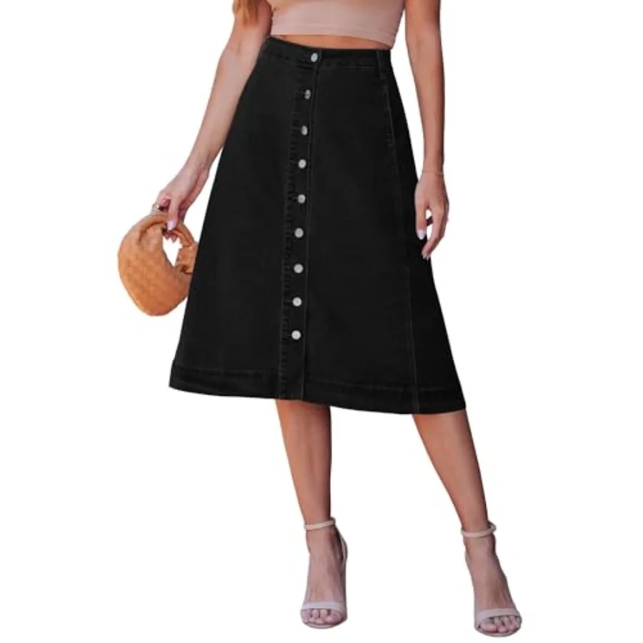 luvamia Jean Skirts for Women Trendy Midi Length A Line Western Casual Button Down Stretchy Denim Skirt with Pockets
luvamia Jean Skirts for Women Trendy Midi Length A Line Western Casual Button Down Stretchy Denim Skirt with Pockets