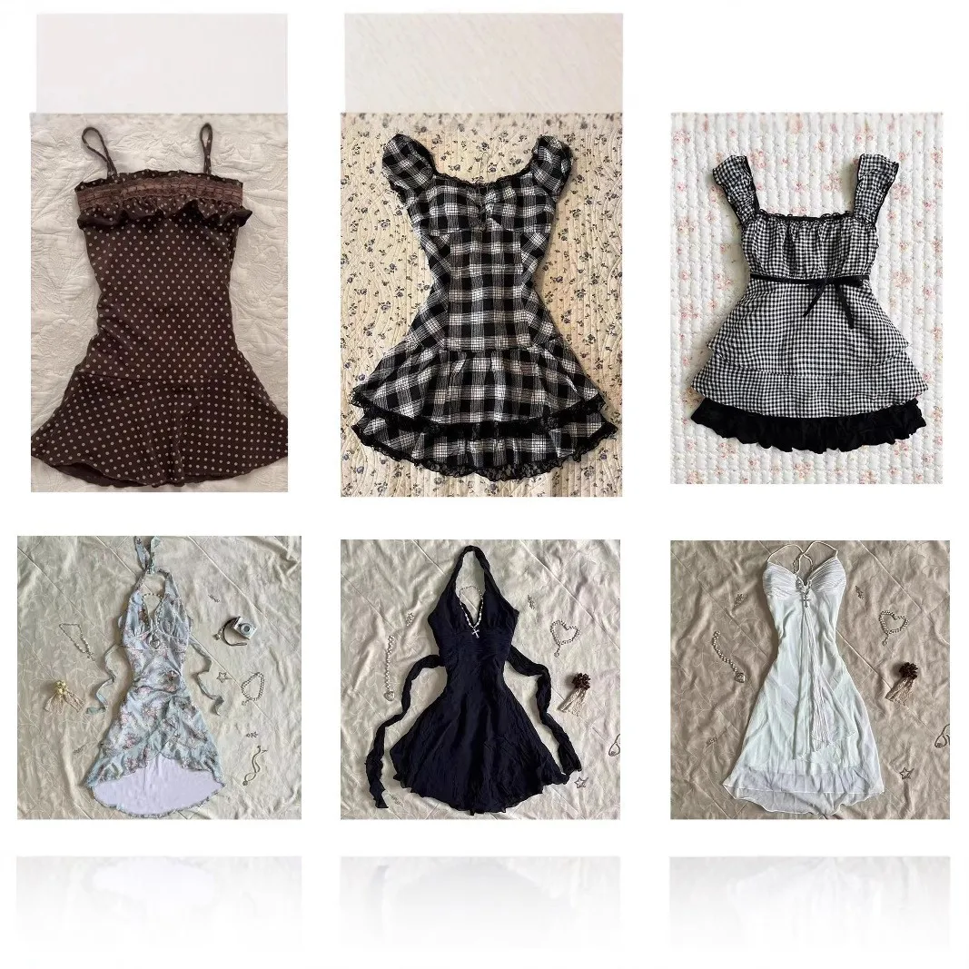 Women's Spaghetti Strap A Line Dress Gingham Floral Print Ruffle Trim Sundress Black Sleeveless Tiered Skirt Summer Dress
Women's Spaghetti Strap A Line Dress Gingham Floral Print Ruffle Trim Sundress Black Sleeveless Tiered Skirt Summer Dress