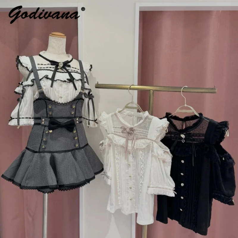 Japanese New Spring Summer Lolita Lace Patchwork Off Shoulder Blouse Girls Women's Cute Bow Long Sleeve and Short Sleeve Shirts
Japanese New Spring Summer Lolita Lace Patchwork Off Shoulder Blouse Girls Women's Cute Bow Long Sleeve and Short Sleeve Shirts