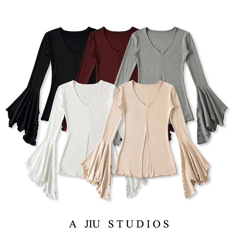 Bla V-Ne Long Sve Slit T-irt Women's Early Autumn Slimming Sexy Chic Sle Commute Faion Pure Color Autumn Top
Bla V-Ne Long Sve Slit T-irt Women's Early Autumn Slimming Sexy Chic Sle Commute Faion Pure Color Autumn Top