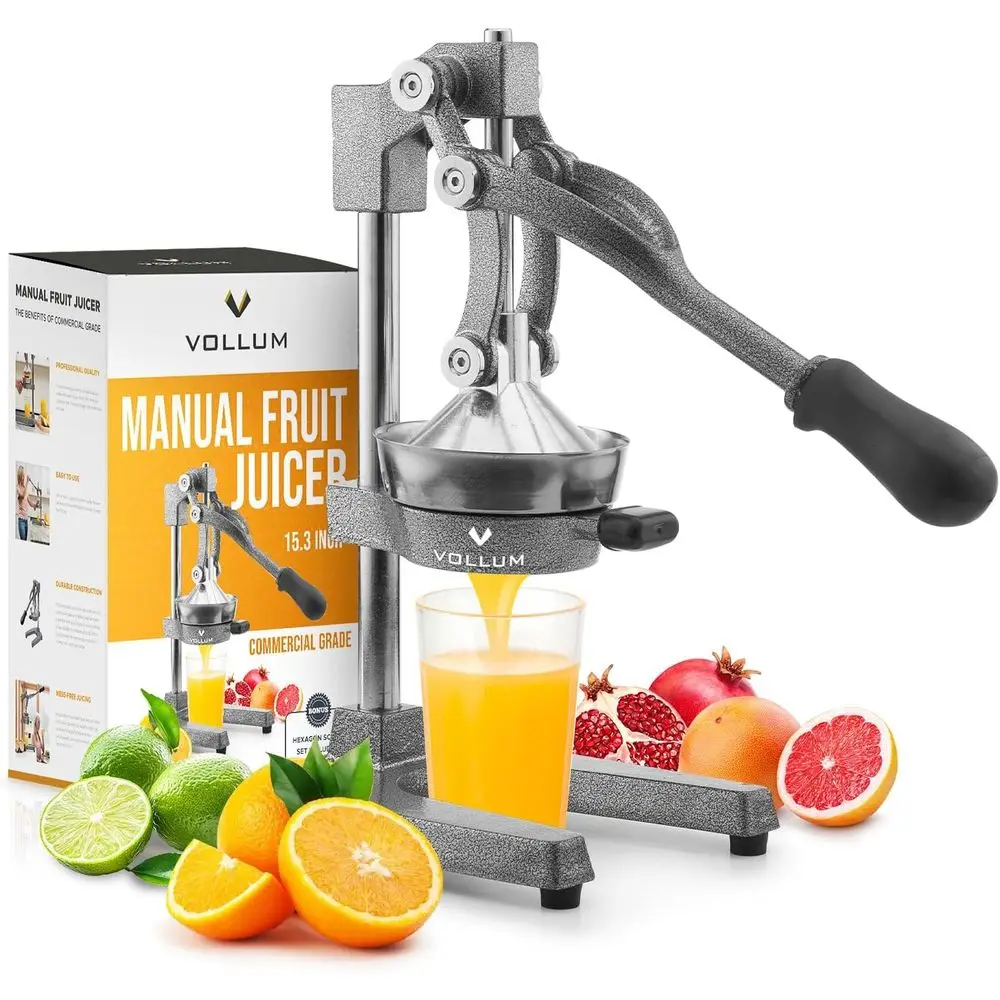 15 Commercial Grade Stainless Steel & Cast Iron Citrus Juicer for Home - Non-Slip Suction Base, Gray
15 Commercial Grade Stainless Steel & Cast Iron Citrus Juicer for Home - Non-Slip Suction Base, Gray
