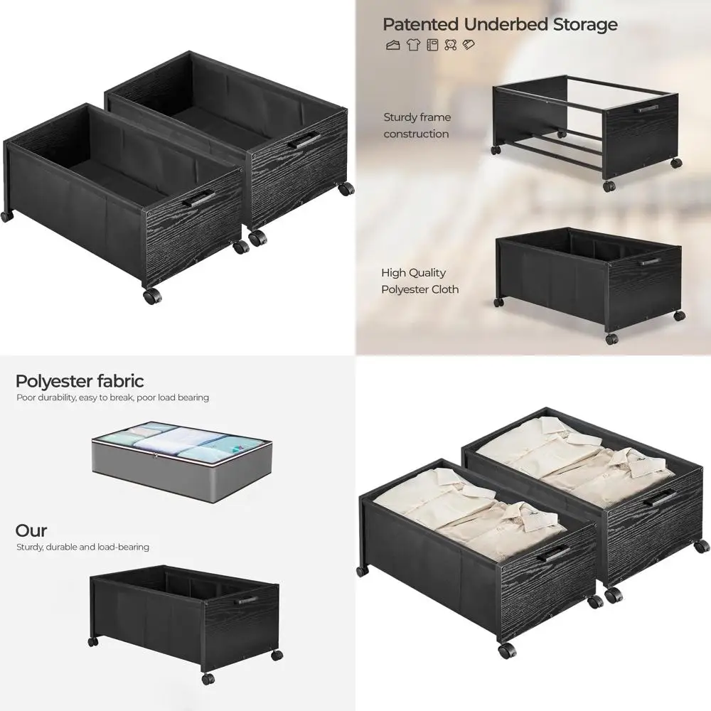 Черный ящик для хранения под кроватью на колесиках, 70 л, для экономии места и хранения обуви
Черный ящик для хранения под кроватью на колесиках, 70 л, для экономии места и хранения обуви