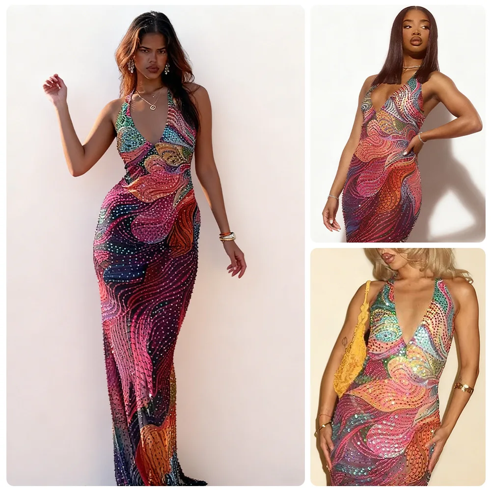 Gradient Maxi Dress Spring Summer Women Sequin Halter Dresses Split Evening Gown Outfits Clothing
Gradient Maxi Dress Spring Summer Women Sequin Halter Dresses Split Evening Gown Outfits Clothing