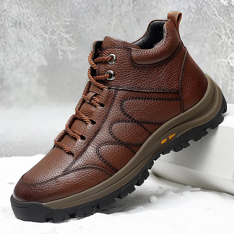 Hot Selling Men's Outdoor Hiking Shoes Winter Thick Soled Wear-resistant Men's Genuine Leather Casual Shoes Lace Up Ankle Boots 
Hot Selling Men's Outdoor Hiking Shoes Winter Thick Soled Wear-resistant Men's Genuine Leather Casual Shoes Lace Up Ankle Boots