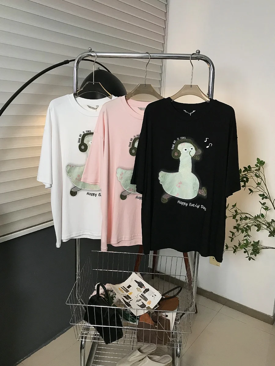 Свободный летний хлопковый топ большого размера с вышивкой пайетками и мультяшным принтом для женщин, утягивающий фигуру
Свободный летний хлопковый топ большого размера с вышивкой пайетками и мультяшным принтом для женщин, утягивающий фигуру