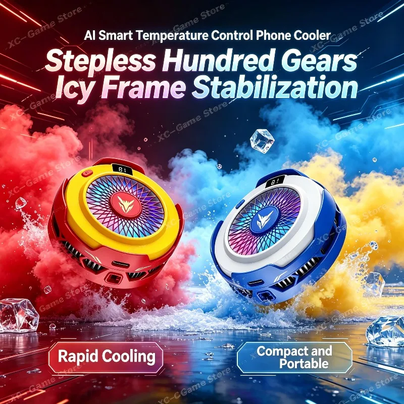 K59 Magnetic/ Clip Semiconductor 100-speed Adjustable Phone Cooler with Digital Display RGB Colorful Lights Cooling Fan Radiator
K59 Magnetic/ Clip Semiconductor 100-speed Adjustable Phone Cooler with Digital Display RGB Colorful Lights Cooling Fan Radiator
