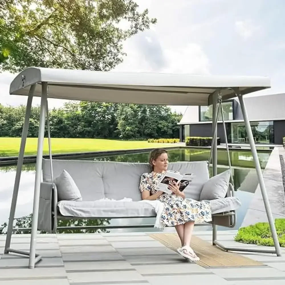 Outdoor Swing Bed with Adjustable Canopy 800lbs Capacity Patio Swing Chair Convertible Backrest Easy Assembly Swing 3-4 Seats
Outdoor Swing Bed with Adjustable Canopy 800lbs Capacity Patio Swing Chair Convertible Backrest Easy Assembly Swing 3-4 Seats