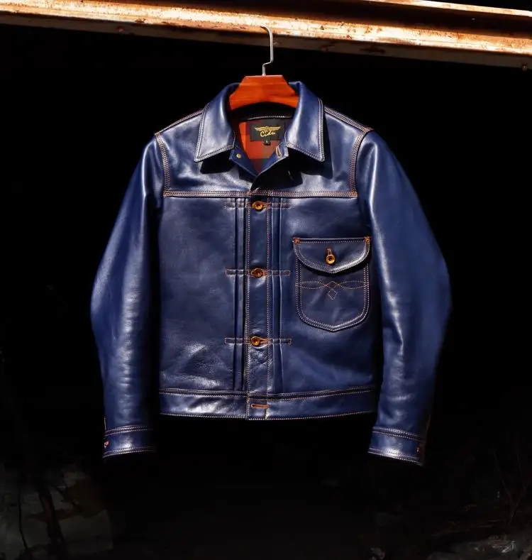 YR!Free shipping.Brand Cidu.quality leather coat.Vintage style.Classic casual 506XX natural calfskin jacket.Indigo leather cloth
YR!Free shipping.Brand Cidu.quality leather coat.Vintage style.Classic casual 506XX natural calfskin jacket.Indigo leather cloth
