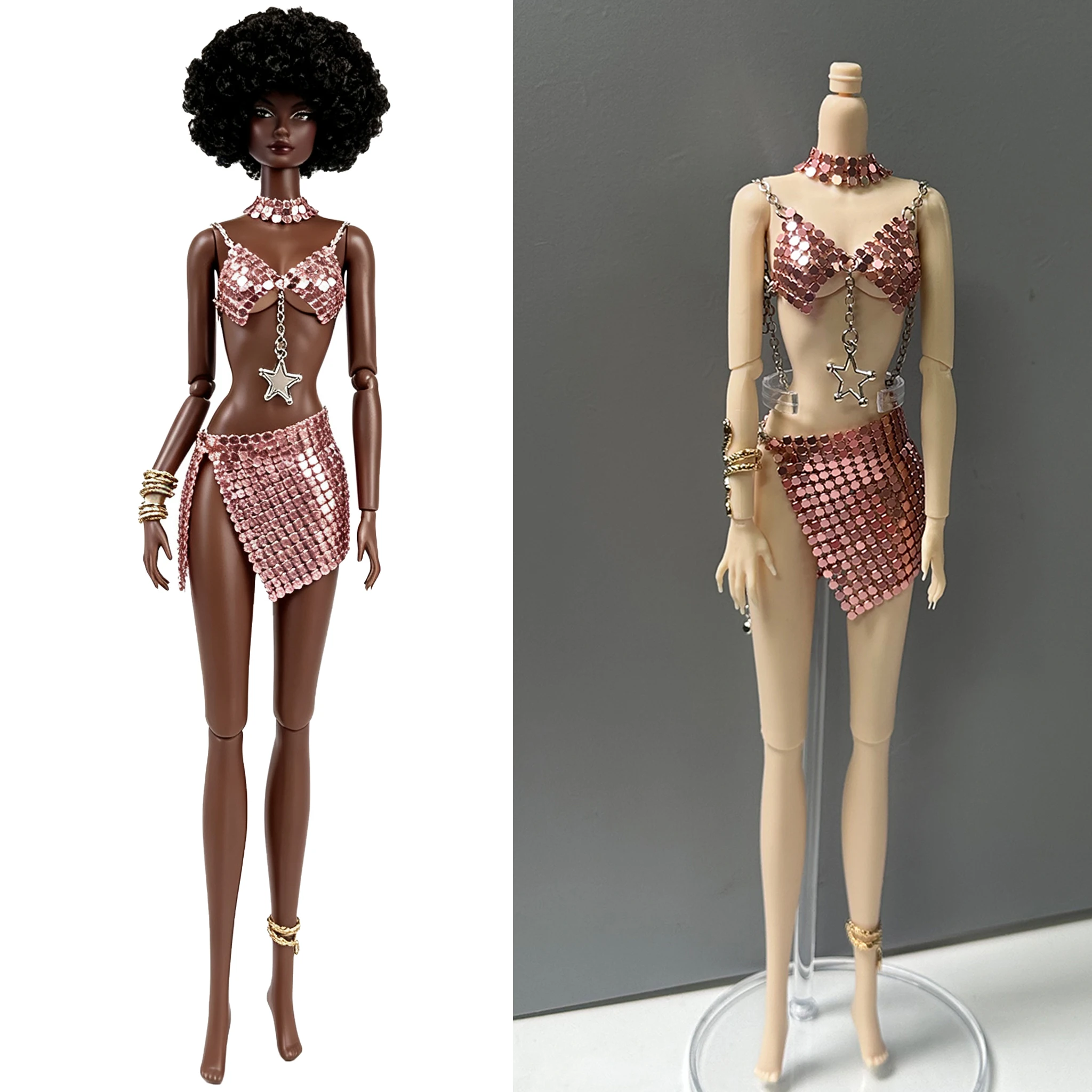 Light Pink Metal Sequin Stars Vest + Short Skirt + Snake Arm/leg Ring Decor Set For 1/6 Babi Xianxian Supermodel Doll Dress Up
Light Pink Metal Sequin Stars Vest + Short Skirt + Snake Arm/leg Ring Decor Set For 1/6 Babi Xianxian Supermodel Doll Dress Up