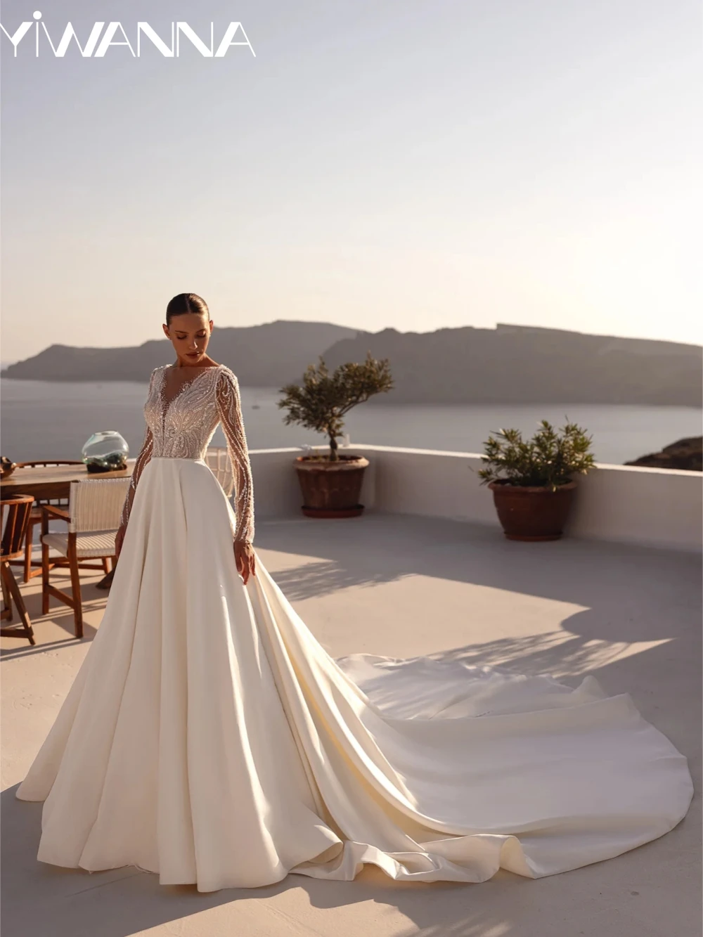 Shimmering Beaded Satin A-line Wedding Dress Boat Neck Long Sleeve Bridal Gown Customized Exquisite Pearls Dresses For Bride
Shimmering Beaded Satin A-line Wedding Dress Boat Neck Long Sleeve Bridal Gown Customized Exquisite Pearls Dresses For Bride