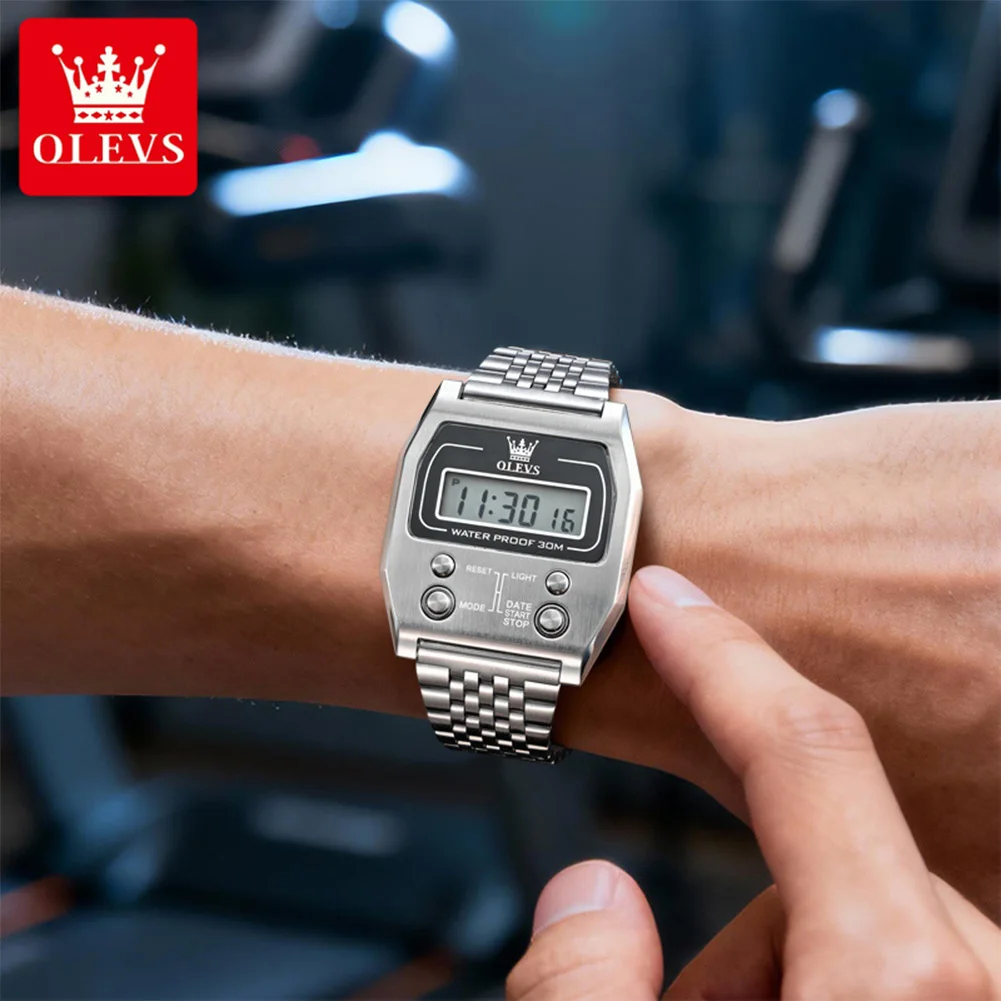OLEVS 1113 Classic Electronic Movement Small Square Watch Multifunctuon Button Time Week Display Alarm Clock Steel Watch
OLEVS 1113 Classic Electronic Movement Small Square Watch Multifunctuon Button Time Week Display Alarm Clock Steel Watch