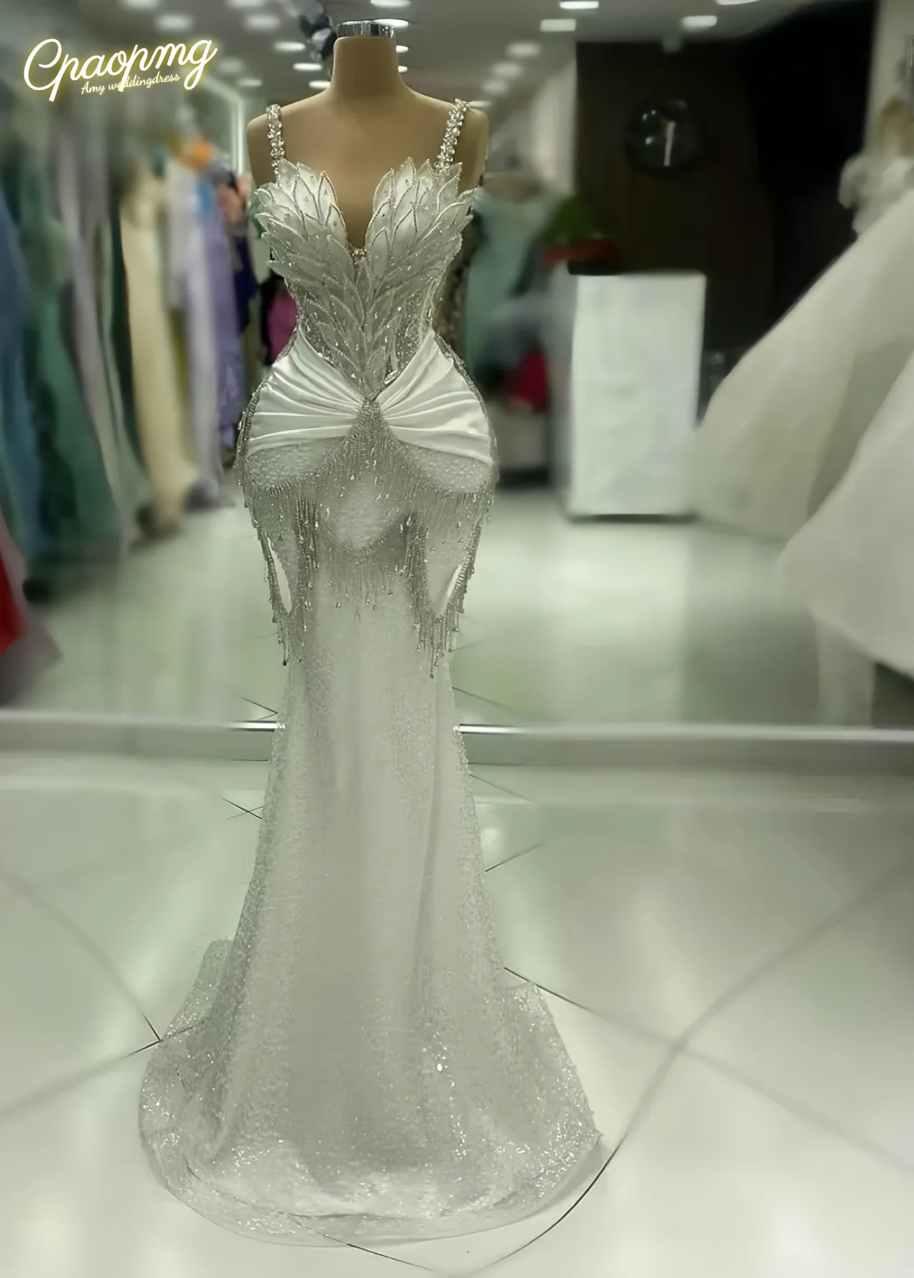 Customized Sparkly Crystals Spaghetti Straps Long Mermaid Evening Dresses Customized Arabic 5D Leaf Long Party Dress Prom Gowns
Customized Sparkly Crystals Spaghetti Straps Long Mermaid Evening Dresses Customized Arabic 5D Leaf Long Party Dress Prom Gowns