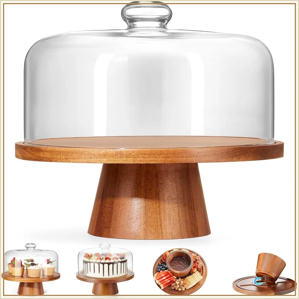 Acacia Wooden Cake Stand with Glass Dome, 11-Inch Versatile Dessert Holder for Party Kitchen
Acacia Wooden Cake Stand with Glass Dome, 11-Inch Versatile Dessert Holder for Party Kitchen
