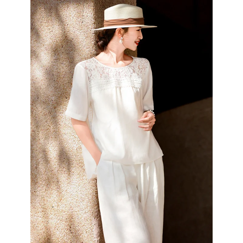 MEXCOCO 2026 Summer New Casual Loose Tencel Blouse Hollow Lace Spliced Elegant Women Shirt Top
MEXCOCO 2026 Summer New Casual Loose Tencel Blouse Hollow Lace Spliced Elegant Women Shirt Top