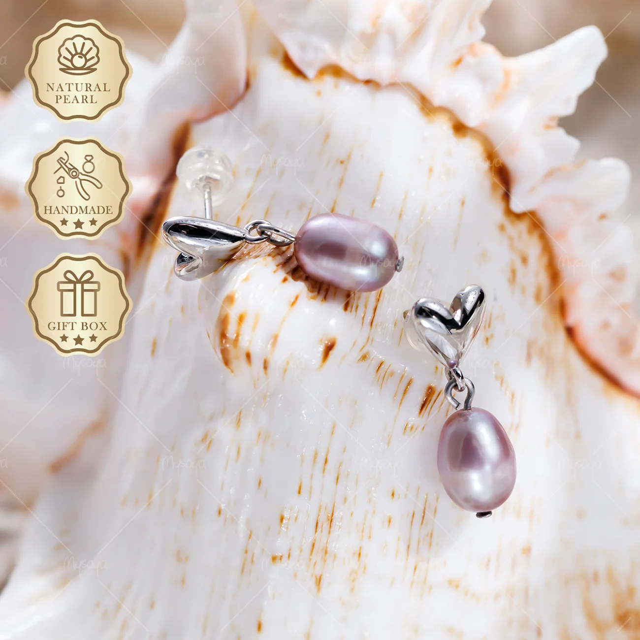 MYSOYA 6-7mm Purple Freshwater Pearl Drop Earrings Silver Heart Studs, Gift Box, Sweet Jewelry S487
MYSOYA 6-7mm Purple Freshwater Pearl Drop Earrings Silver Heart Studs, Gift Box, Sweet Jewelry S487