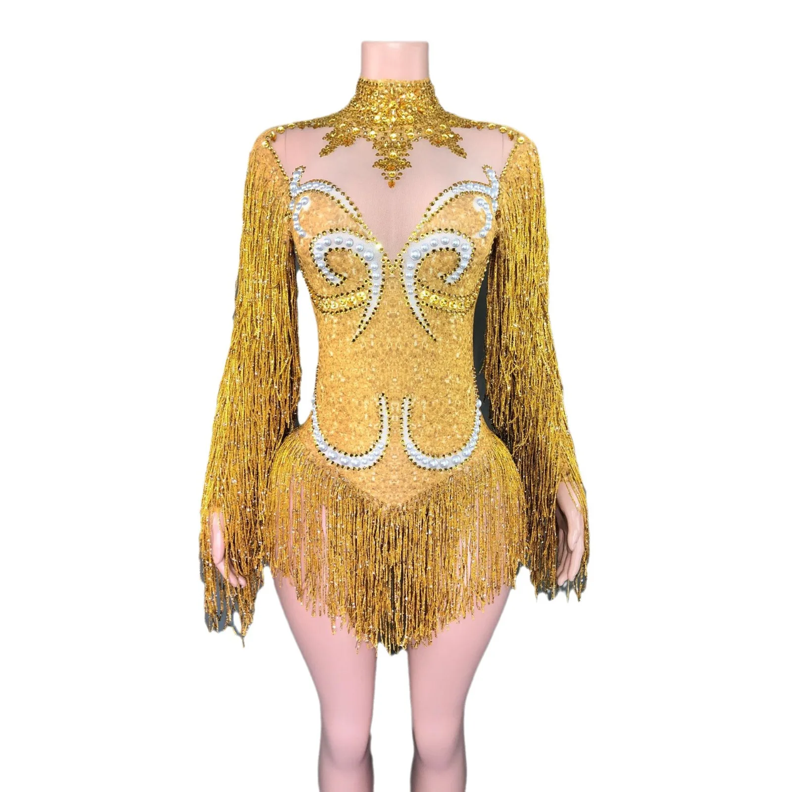 European and American dance djds sexy mesh luxury full of diamond tassel onesie perspective pearl stage performance
European and American dance djds sexy mesh luxury full of diamond tassel onesie perspective pearl stage performance