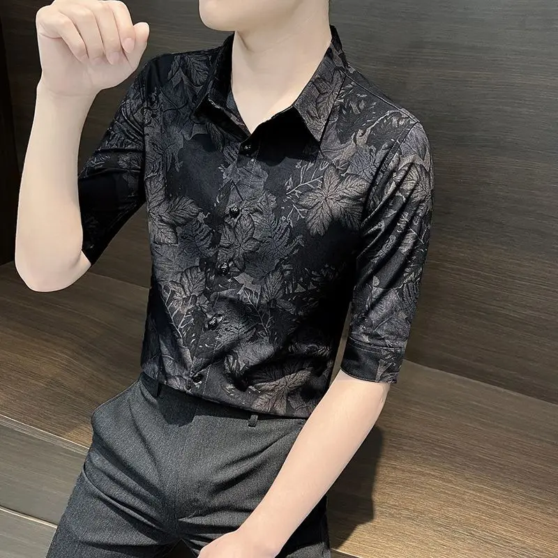 Vintage Stylish Jacquard Weave Shirts Summer Turn-down Collar Men's Clothing Short Sleeve Casual Basic Single-breasted Shirts
Vintage Stylish Jacquard Weave Shirts Summer Turn-down Collar Men's Clothing Short Sleeve Casual Basic Single-breasted Shirts