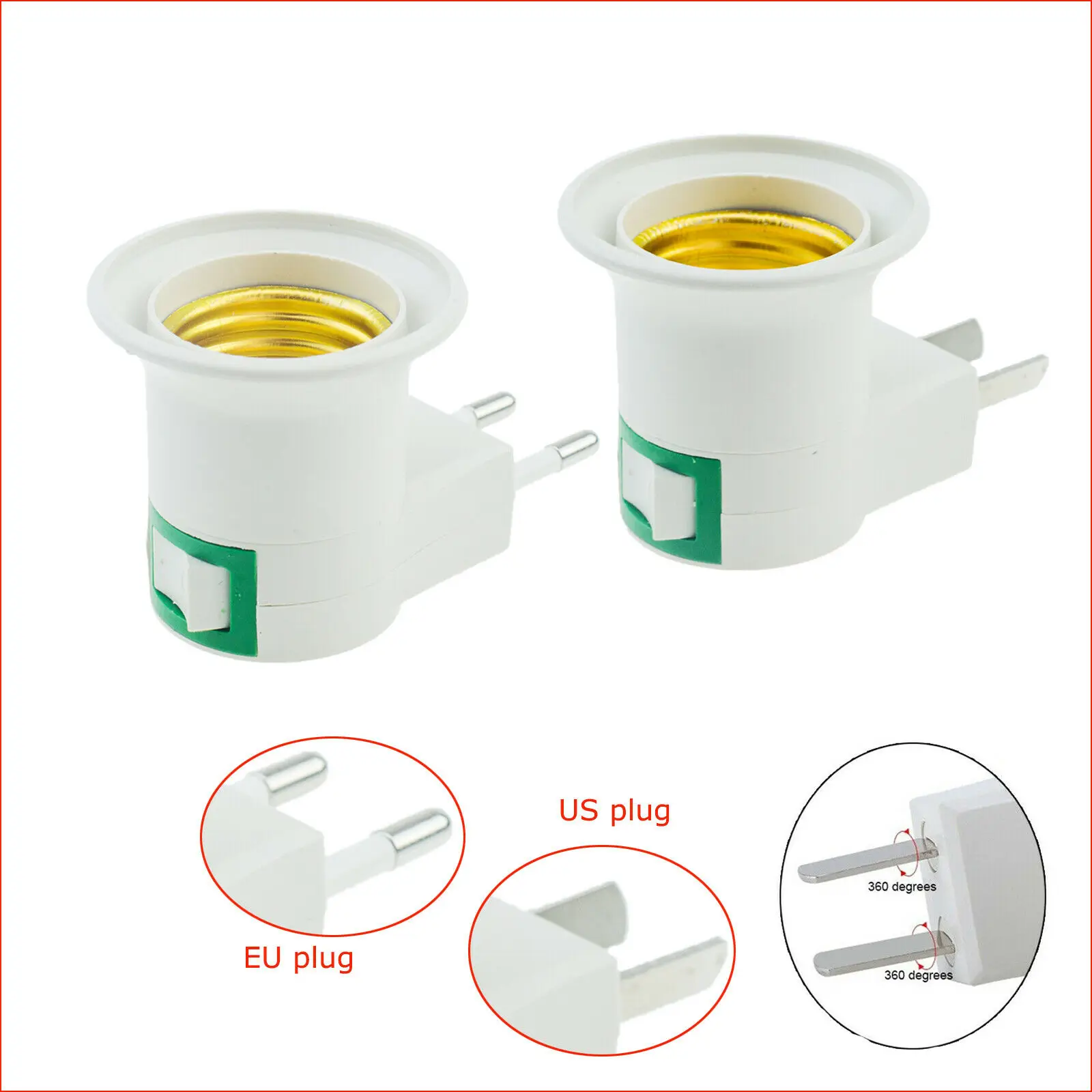 10Pcs E27 LED Light Lamp Bulbs Socket Base Holder EU/US Plug Adapter ON/OFF Switch
10Pcs E27 LED Light Lamp Bulbs Socket Base Holder EU/US Plug Adapter ON/OFF Switch