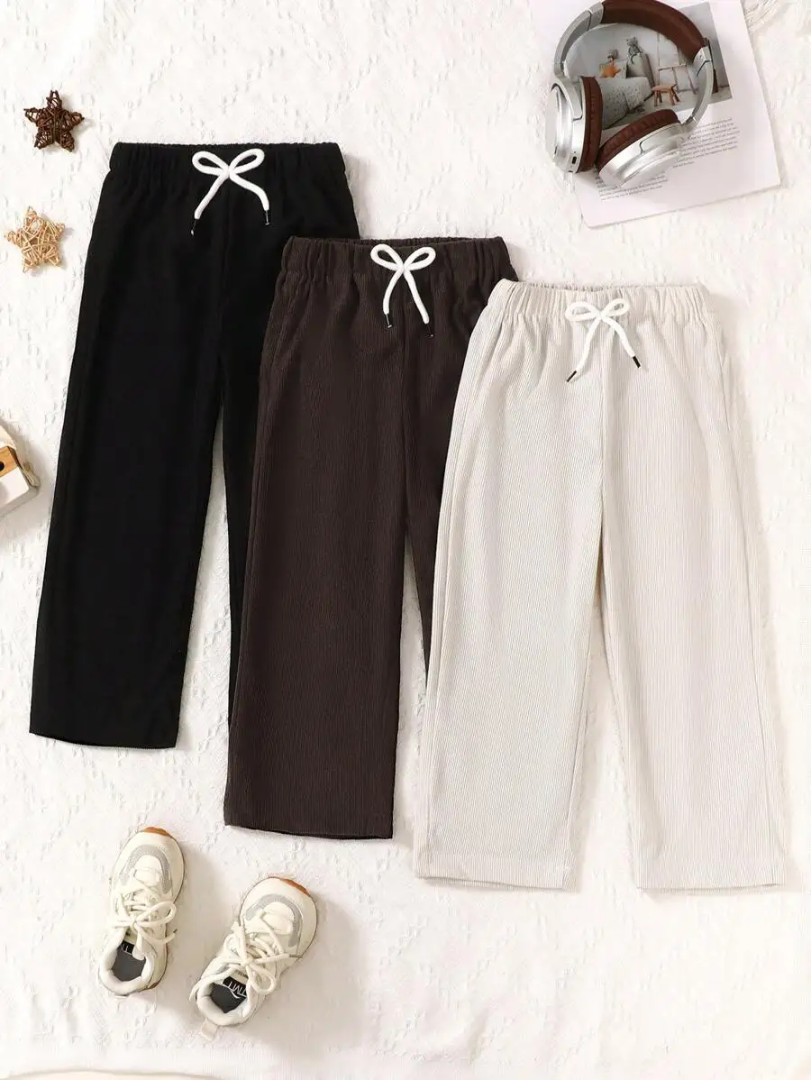 Комплект из 3 детских вельветовых брюк с бантом и завязками на талии, прямой крой, однотонные, для весны и осени
Комплект из 3 детских вельветовых брюк с бантом и завязками на талии, прямой крой, однотонные, для весны и осени