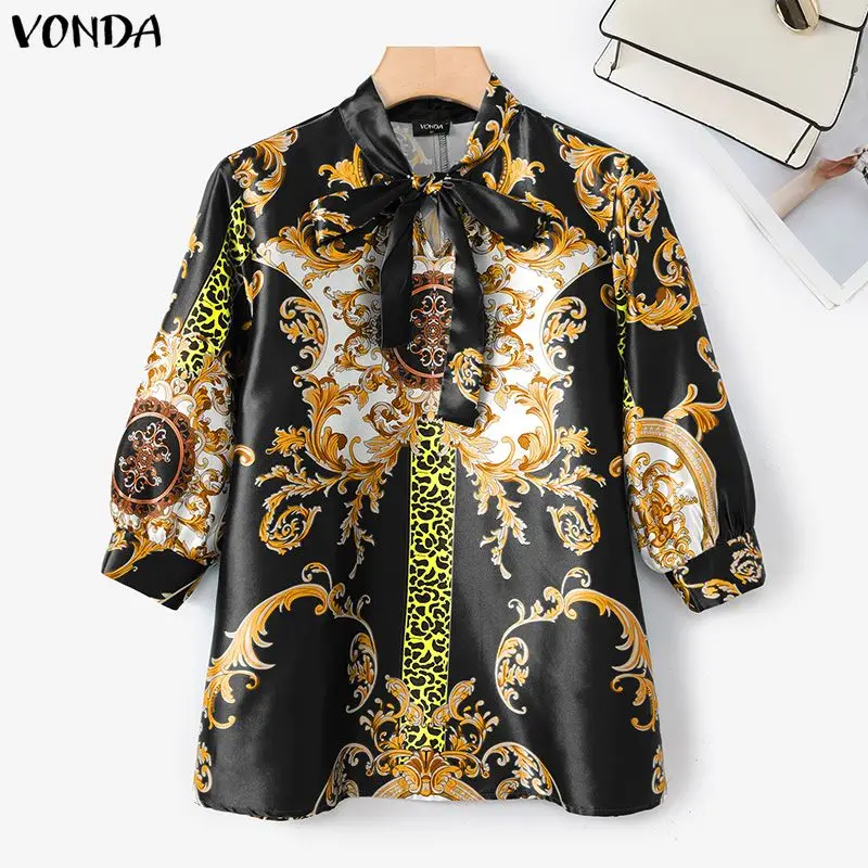 VONDA Elegant Women Plus Size Blouses Summer Autumn Bow V Neck Floral Print OL Work Party 3/4 Sleeve Tops Streetwear Blusas
VONDA Elegant Women Plus Size Blouses Summer Autumn Bow V Neck Floral Print OL Work Party 3/4 Sleeve Tops Streetwear Blusas