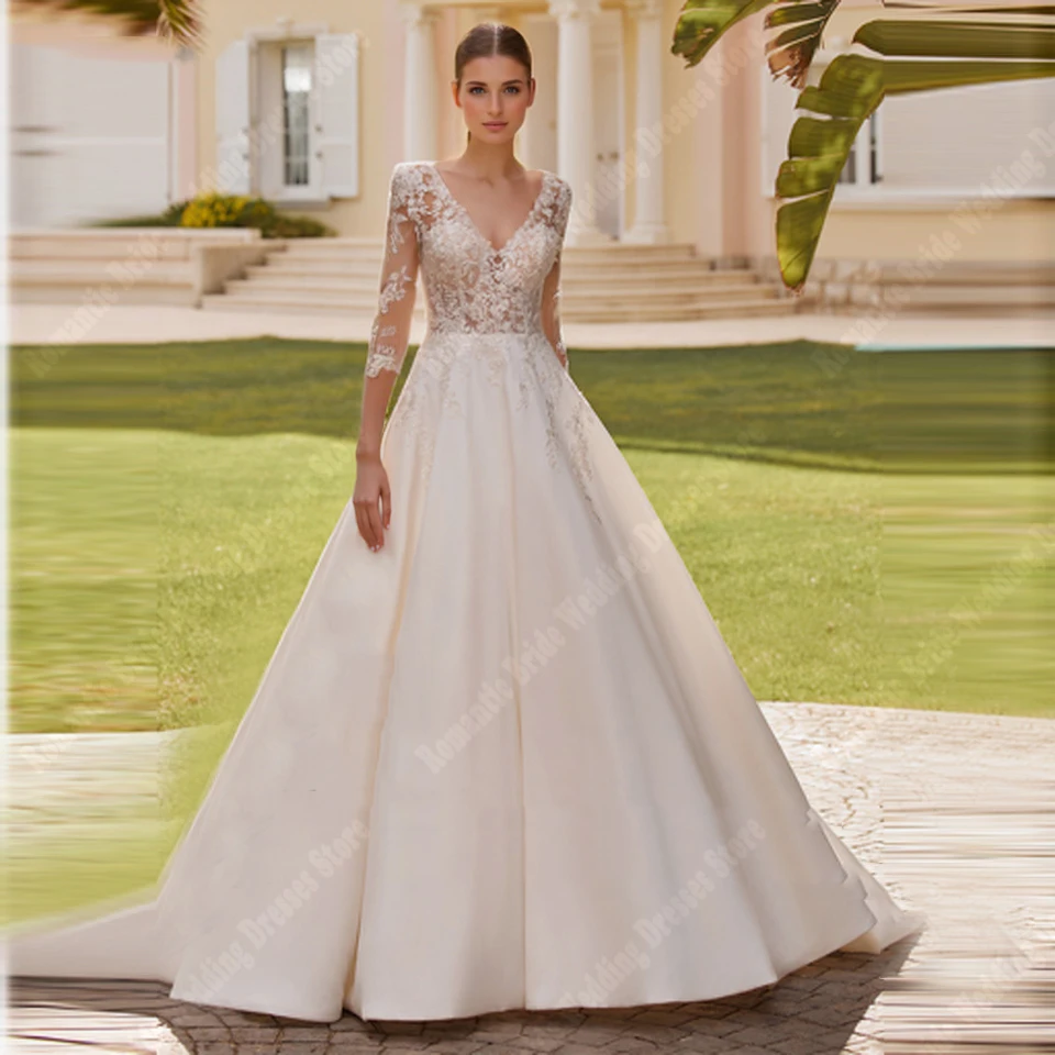 Sweetheart Collar Lace Sleeves Women Wedding Dresses A-Line Party Bridal Gowns Elegant Engagement Princess Vestidos De Novias
Sweetheart Collar Lace Sleeves Women Wedding Dresses A-Line Party Bridal Gowns Elegant Engagement Princess Vestidos De Novias